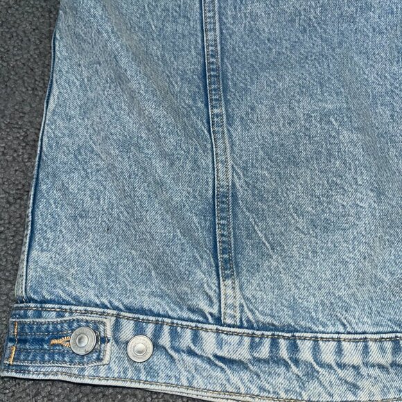 ALLSAINTS ALVA OVERSIZED BLUE DENIM VEST FRONT BUTTONS & LOGO BACK RING EUC  XS - Picture 10 of 13